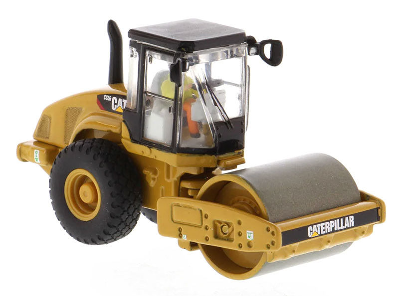 Diecast CAT CS56 चिकनी ड्रम वाइब्रेटर रोलर 1:87 स्केल निर्माण मॉडल प्रतिकृति