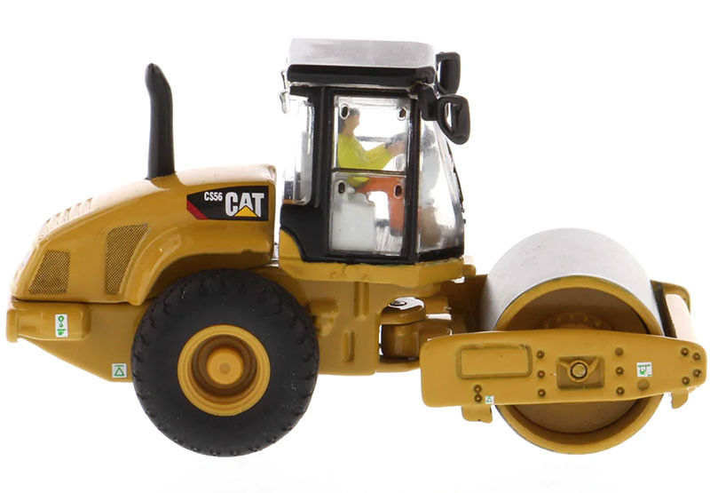 Diecast CAT CS56 चिकनी ड्रम वाइब्रेटर रोलर 1:87 स्केल निर्माण मॉडल प्रतिकृति