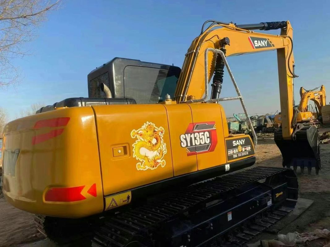 प्रयुक्त SANY SY135C 13.5T उत्खनन उपकरण पूर्ण सेवा इतिहास निर्माण खनन भूमि उत्खनन