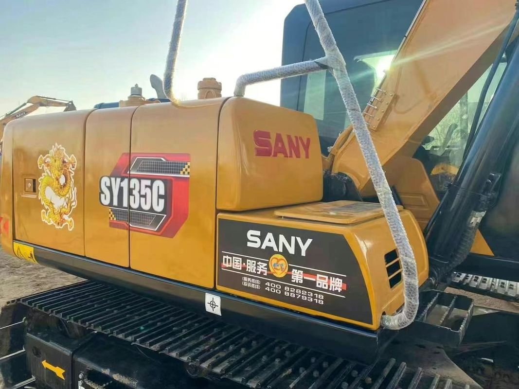 प्रयुक्त SANY SY135C 13.5T उत्खनन उपकरण पूर्ण सेवा इतिहास निर्माण खनन भूमि उत्खनन