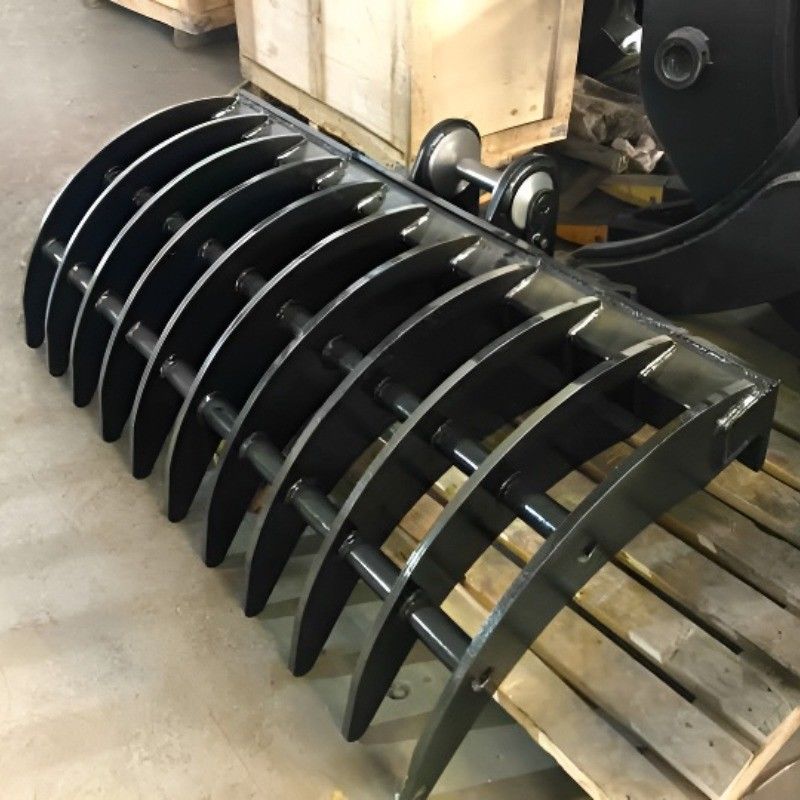 High Quality Custom PC100-6 10 Ton Excavator Rake Bucket OEM Attachment Construction