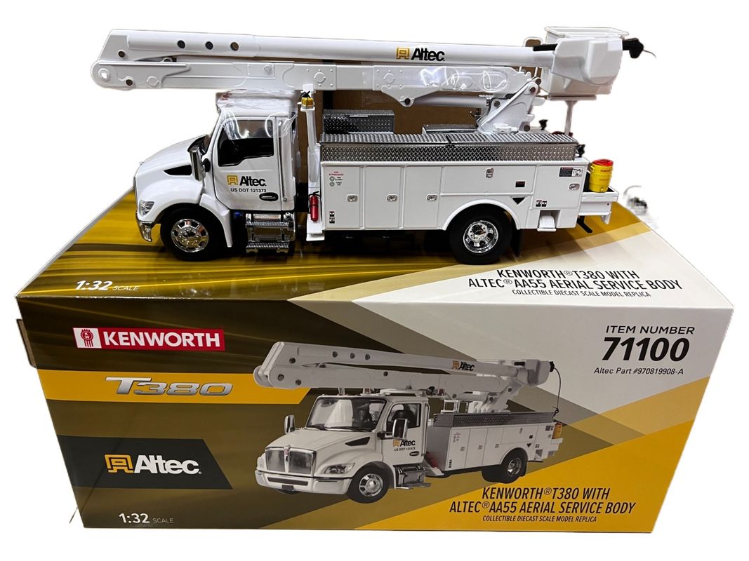 DM 1/32 Kenworth T380 हवाई कार्य मंच ट्रक मिश्र धातु निर्माण वाहन मॉडल 71100