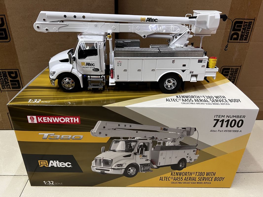 DM 1/32 Kenworth T380 हवाई कार्य मंच ट्रक मिश्र धातु निर्माण वाहन मॉडल 71100