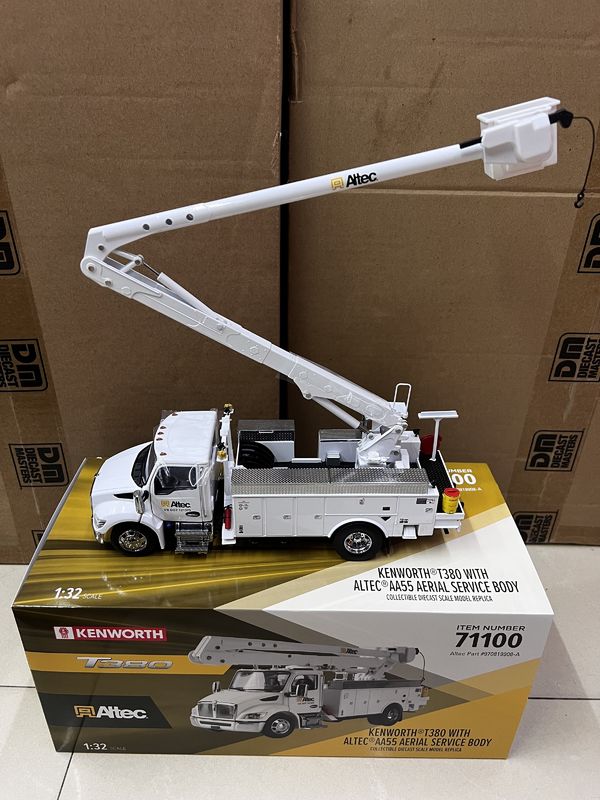 DM 1/32 Kenworth T380 हवाई कार्य मंच ट्रक मिश्र धातु निर्माण वाहन मॉडल 71100