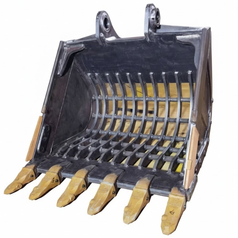 चट्टान की स्क्रीनिंग और छँटाई के लिए Q355 उच्च शक्ति वाले स्टील के साथ अनुकूलन योग्य भारी शुल्क वाला उत्खननकर्ता छलनी बाल्टी